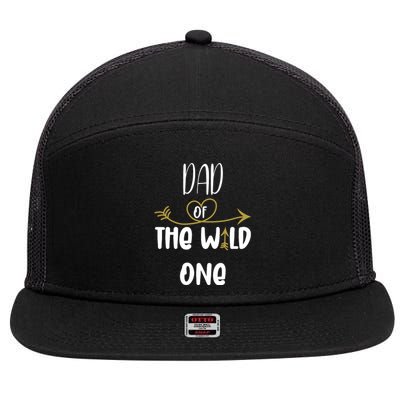 Dad Of The Wild One Funny 1st Birthday Safari Gift 7 Panel Mesh Trucker Snapback Hat