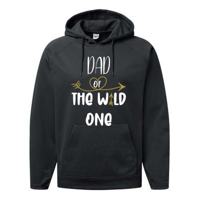 Dad Of The Wild One Funny 1st Birthday Safari Gift Performance Fleece Hoodie