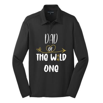 Dad Of The Wild One Funny 1st Birthday Safari Gift Silk Touch Performance Long Sleeve Polo