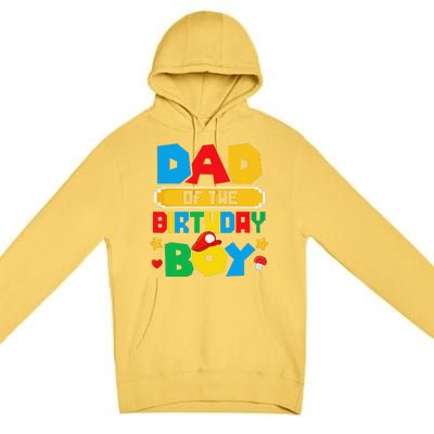 Dad Of The Birthday Boy Game Gaming Dad And Mom Family Premium Pullover Hoodie