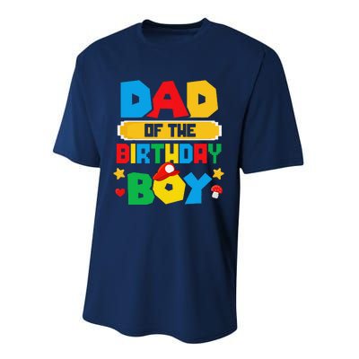 Dad Of The Birthday Boy Game Gaming Dad And Mom Family Performance Sprint T-Shirt