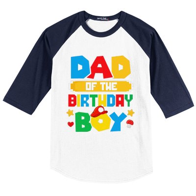 Dad Of The Birthday Boy Game Gaming Dad And Mom Family Baseball Sleeve Shirt