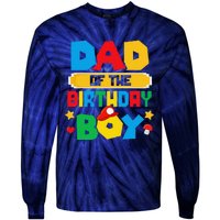 Dad Of The Birthday Boy Game Gaming Dad And Mom Family Tie-Dye Long Sleeve Shirt