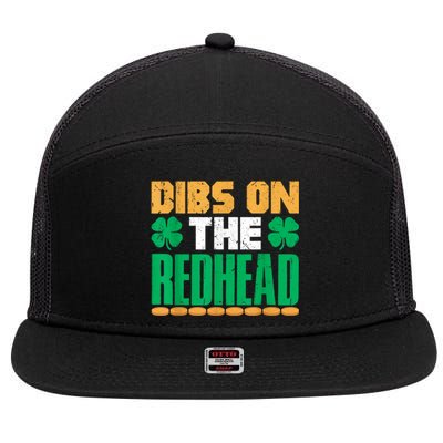 Dibs On The Redhead Irish St Patricks Day Shamrock 7 Panel Mesh Trucker Snapback Hat