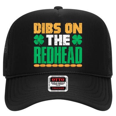 Dibs On The Redhead Irish St Patricks Day Shamrock High Crown Mesh Back Trucker Hat