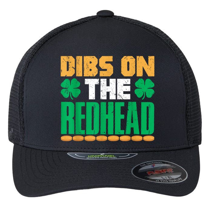 Dibs On The Redhead Irish St Patricks Day Shamrock Flexfit Unipanel Trucker Cap