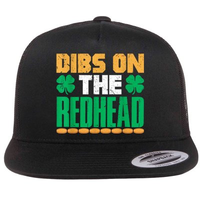 Dibs On The Redhead Irish St Patricks Day Shamrock Flat Bill Trucker Hat