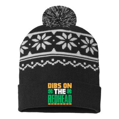 Dibs On The Redhead Irish St Patricks Day Shamrock USA-Made Snowflake Beanie