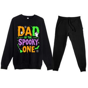 Dad Of The Spooky One Year Old Father Halloween Cute Gift Premium Crewneck Sweatsuit Set