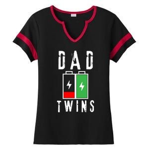 Dad Of Twins Battery Fathers Day Ladies Halftime Notch Neck Tee