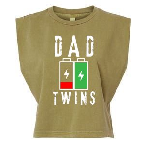 Dad Of Twins Battery Fathers Day Garment-Dyed Women's Muscle Tee