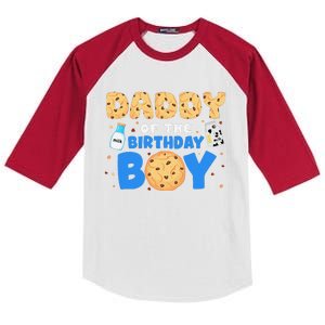 Daddy Of The Birthday Boy Milk And Cookies 1st Birthday Kids Colorblock Raglan Jersey