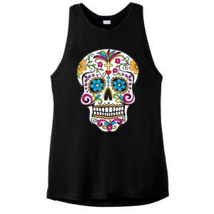 Day Of The Dead Sugar Skull Ladies PosiCharge Tri-Blend Wicking Tank