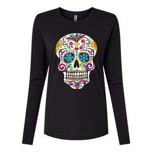 Day Of The Dead Sugar Skull Womens Cotton Relaxed Long Sleeve T-Shirt