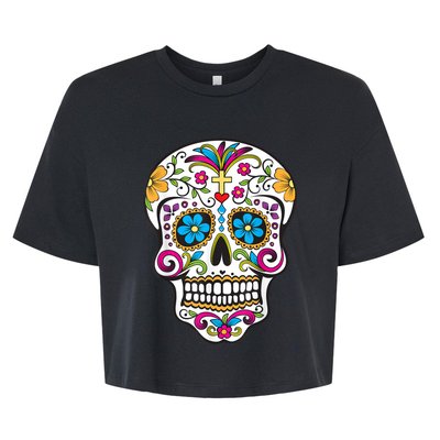 Day Of The Dead Sugar Skull Bella+Canvas Jersey Crop Tee