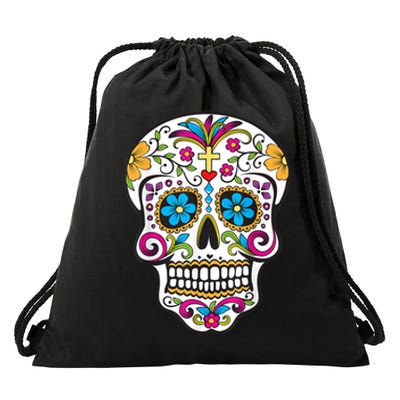 Day Of The Dead Sugar Skull Drawstring Bag