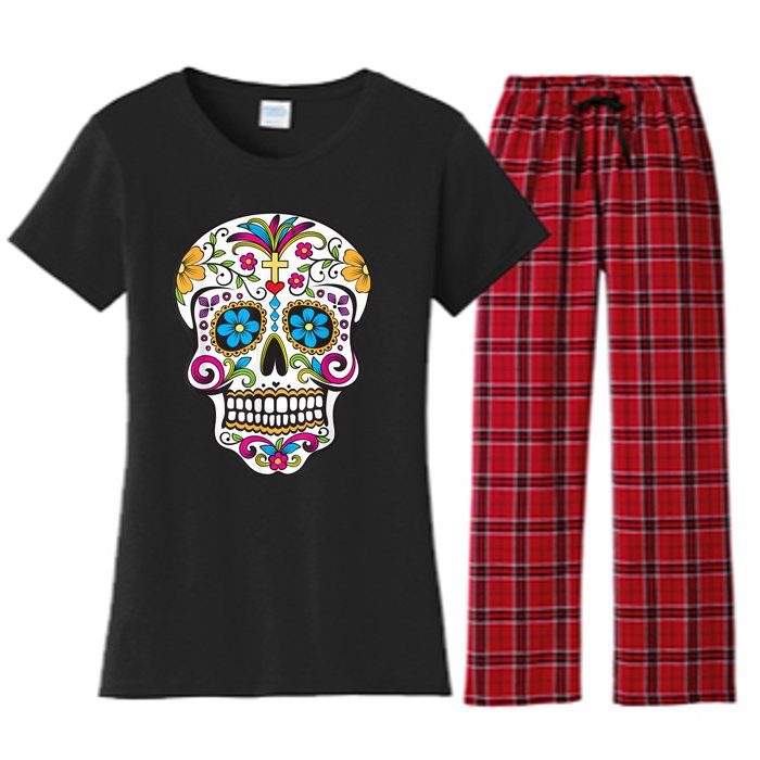 Day Of The Dead Sugar Skull Women's Flannel Pajama Set