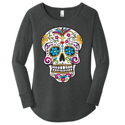 Day Of The Dead Sugar Skull Women's Perfect Tri Tunic Long Sleeve Shirt