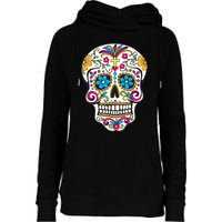 Day Of The Dead Sugar Skull Womens Funnel Neck Pullover Hood