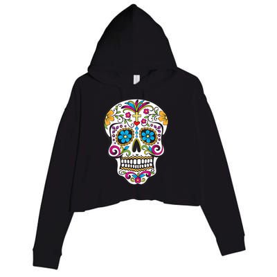 Day Of The Dead Sugar Skull Crop Fleece Hoodie