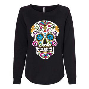 Day Of The Dead Sugar Skull Womens California Wash Sweatshirt