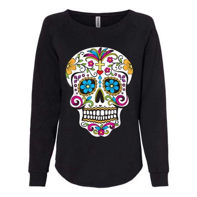 Day Of The Dead Sugar Skull Womens California Wash Sweatshirt