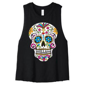 Day Of The Dead Sugar Skull Women's Racerback Cropped Tank