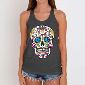 Day Of The Dead Sugar Skull Women's Knotted Racerback Tank