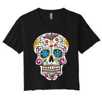 Day Of The Dead Sugar Skull Women's Crop Top Tee