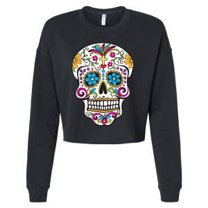 Day Of The Dead Sugar Skull Cropped Pullover Crew