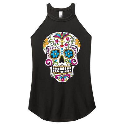 Day Of The Dead Sugar Skull Women's Perfect Tri Rocker Tank