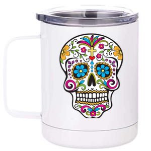 Day Of The Dead Sugar Skull 12 oz Stainless Steel Tumbler Cup