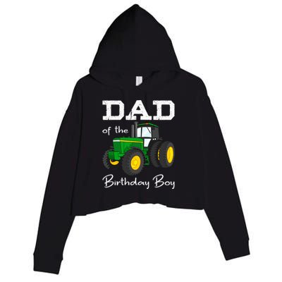 Dad Of The Birthday Boy Tractor Farm Party Crop Fleece Hoodie