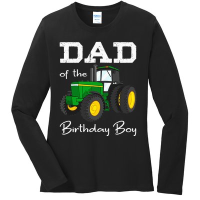 Dad Of The Birthday Boy Tractor Farm Party Ladies Long Sleeve Shirt