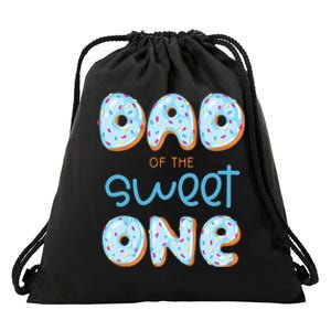 Dad Of The Sweet One Donut Boy 1st Birthday Party Daddy Pop Drawstring Bag