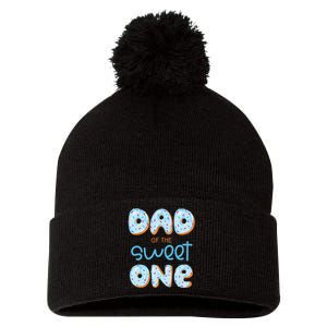 Dad Of The Sweet One Donut Boy 1st Birthday Party Daddy Pop Pom Pom 12in Knit Beanie