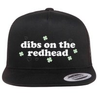 Dibs On The Redhead Shamrock Funny St Patricks Day Flat Bill Trucker Hat