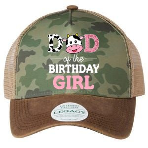 Dad of The Birthday Girl Farm Cow Daddy Papa 1st Legacy Tie Dye Trucker Hat