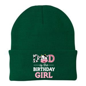 Dad of The Birthday Girl Farm Cow Daddy Papa 1st Knit Cap Winter Beanie