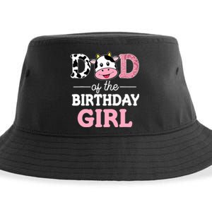 Dad of The Birthday Girl Farm Cow Daddy Papa 1st Sustainable Bucket Hat