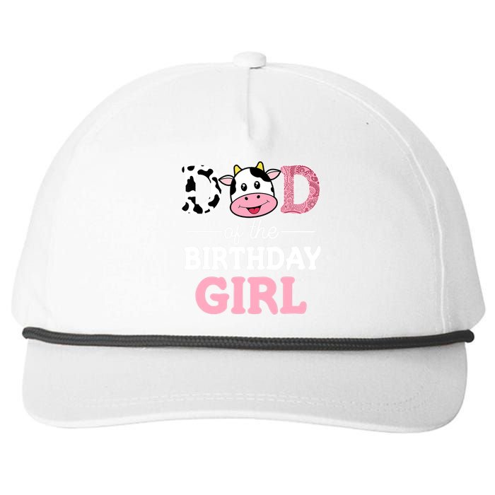 Dad of The Birthday Girl Farm Cow Daddy Papa 1st Snapback Five-Panel Rope Hat