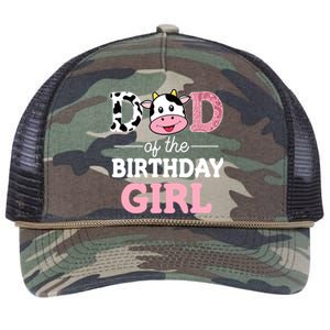 Dad of The Birthday Girl Farm Cow Daddy Papa 1st Retro Rope Trucker Hat Cap