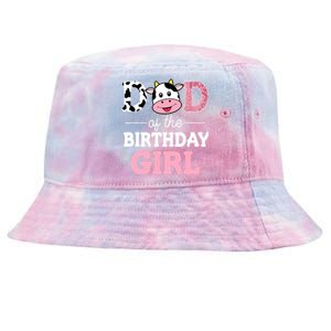 Dad of The Birthday Girl Farm Cow Daddy Papa 1st Tie-Dyed Bucket Hat