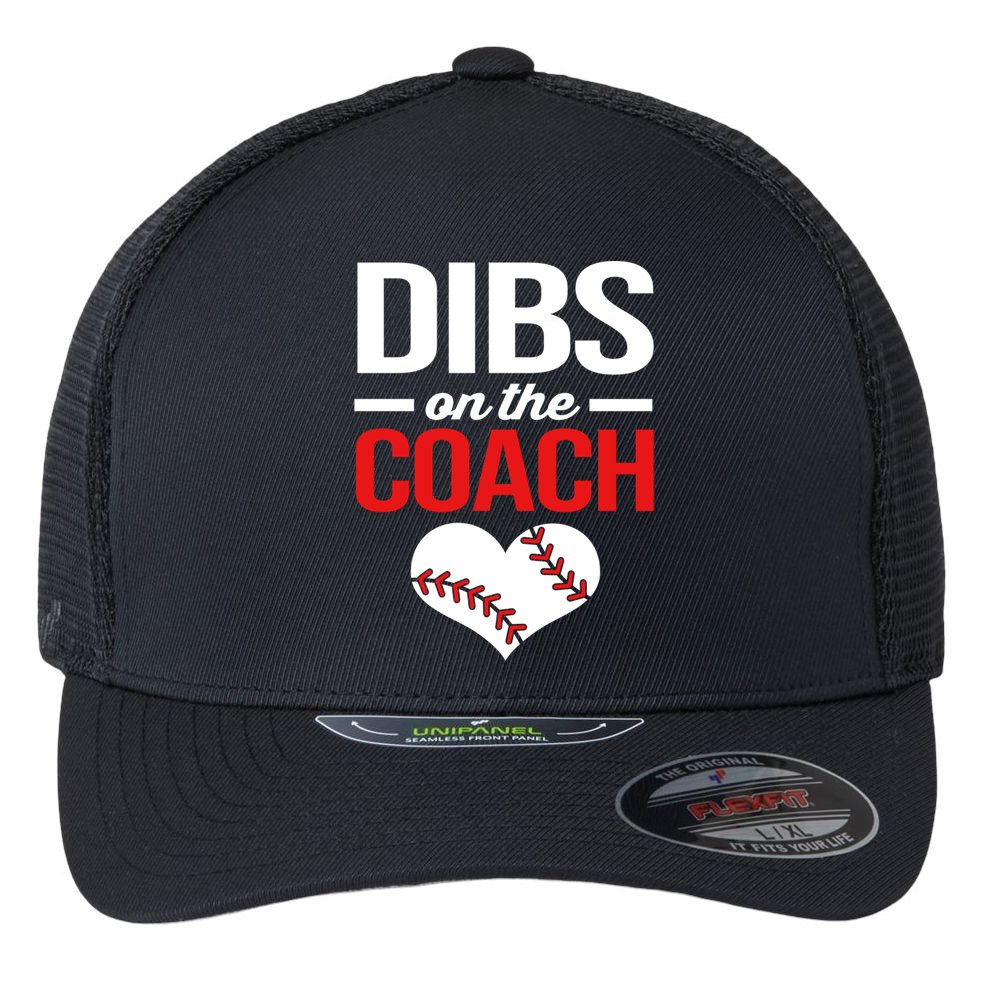 Dibs On The Coach Baseball Women Gift Flexfit Unipanel Trucker Cap