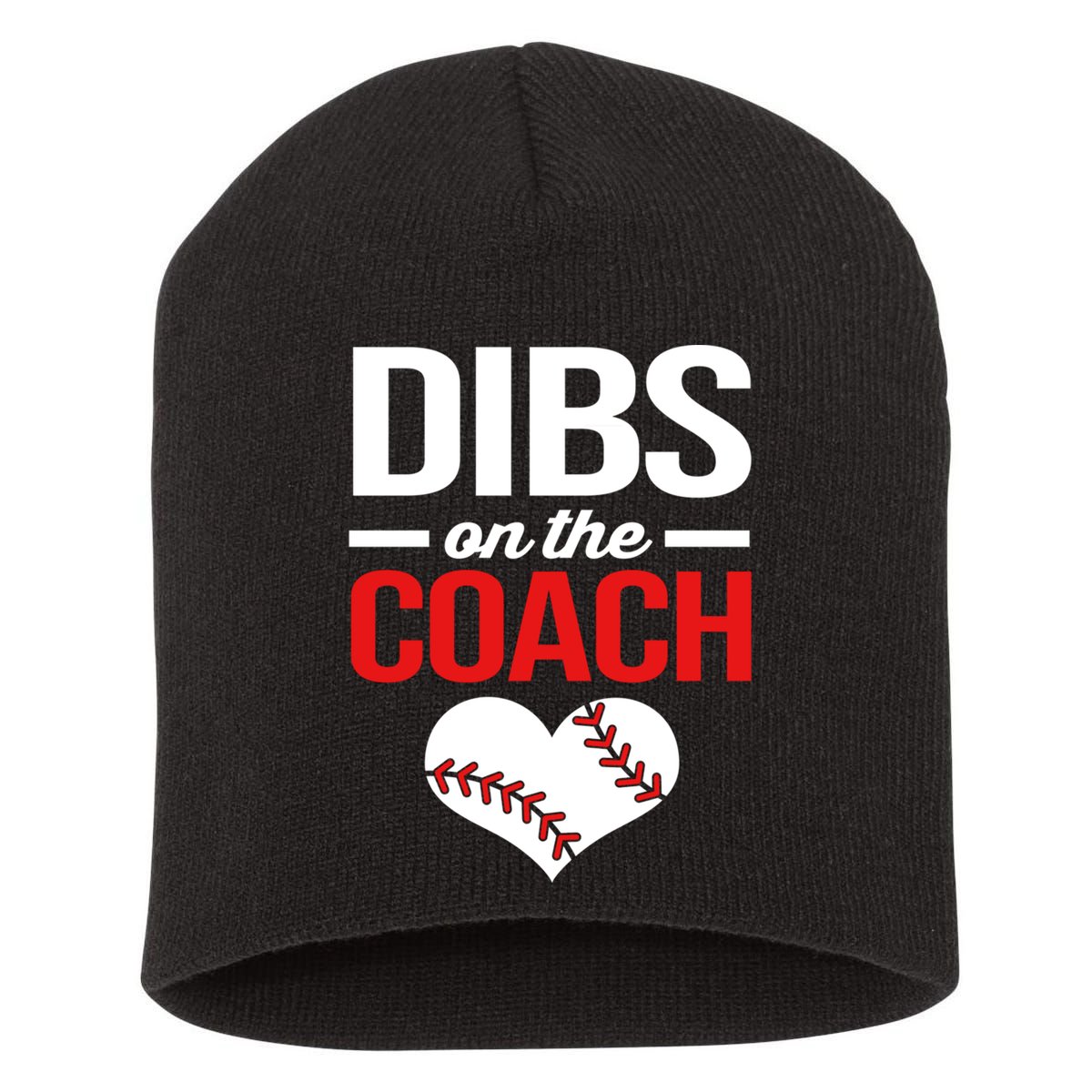 Dibs On The Coach Baseball Women Gift Short Acrylic Beanie