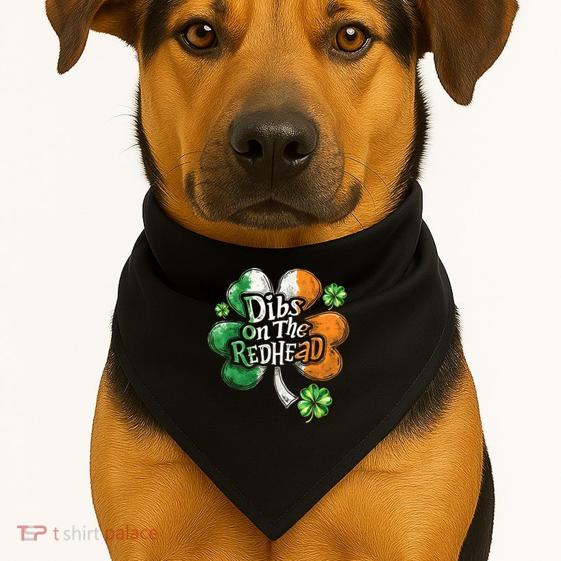 Dibs On The Redhead St Patrick'S Day Shamrock Lucky Charm USA-Made Doggie Bandana