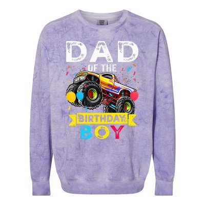 Dad Of The Birthday Boy Monster Truck Birthday Colorblast Crewneck Sweatshirt