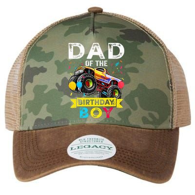 Dad Of The Birthday Boy Monster Truck Birthday Legacy Tie Dye Trucker Hat