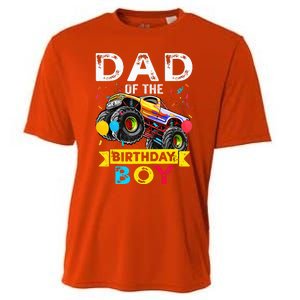 Dad Of The Birthday Boy Monster Truck Birthday Cooling Performance Crew T-Shirt