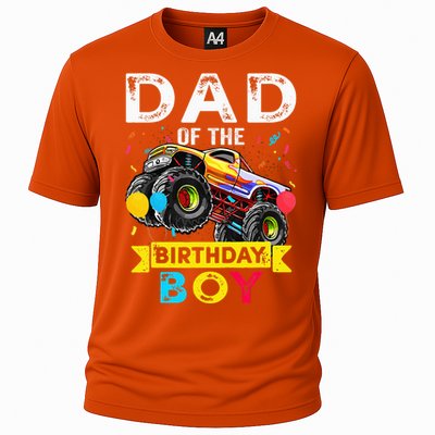 Dad Of The Birthday Boy Monster Truck Birthday Cooling Performance Crew T-Shirt